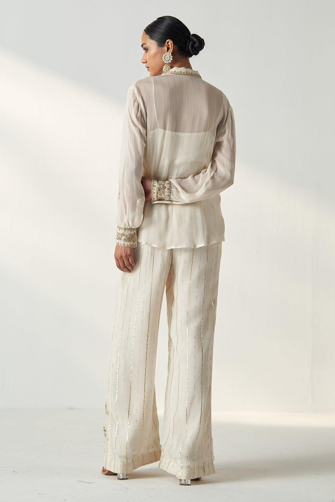 VANI IVORY SHIRT PANT SET - Studio Bagechaa