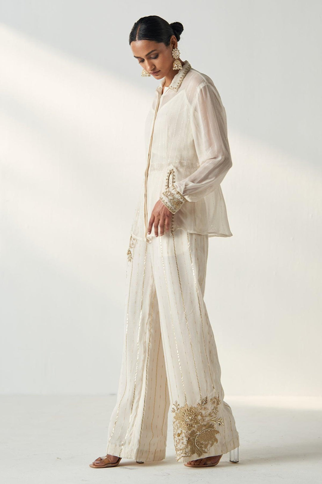 VANI IVORY SHIRT PANT SET - Studio Bagechaa
