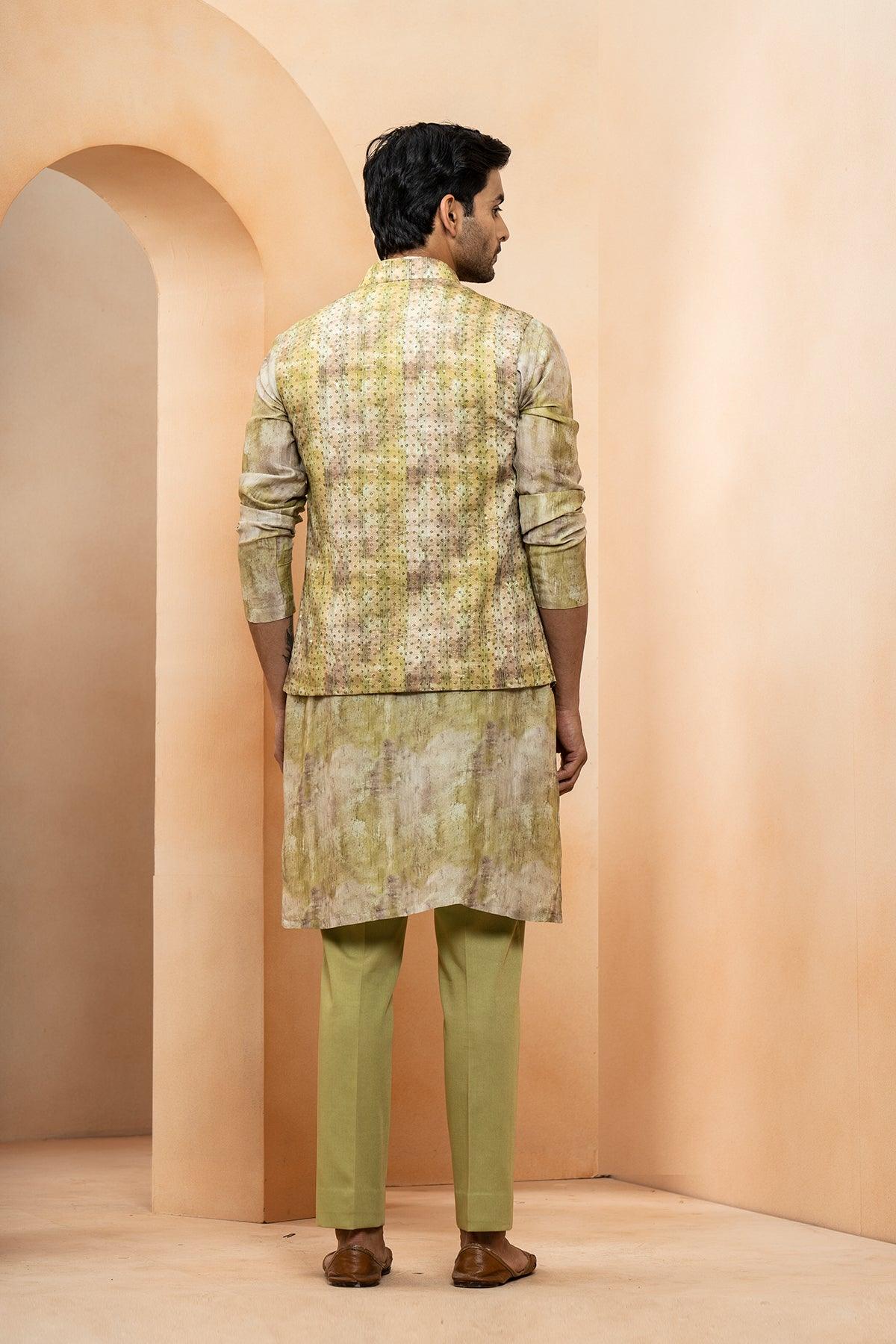 Muneer Chanderi & Fine Silk Nehru Jacket set - Studio Bagechaa