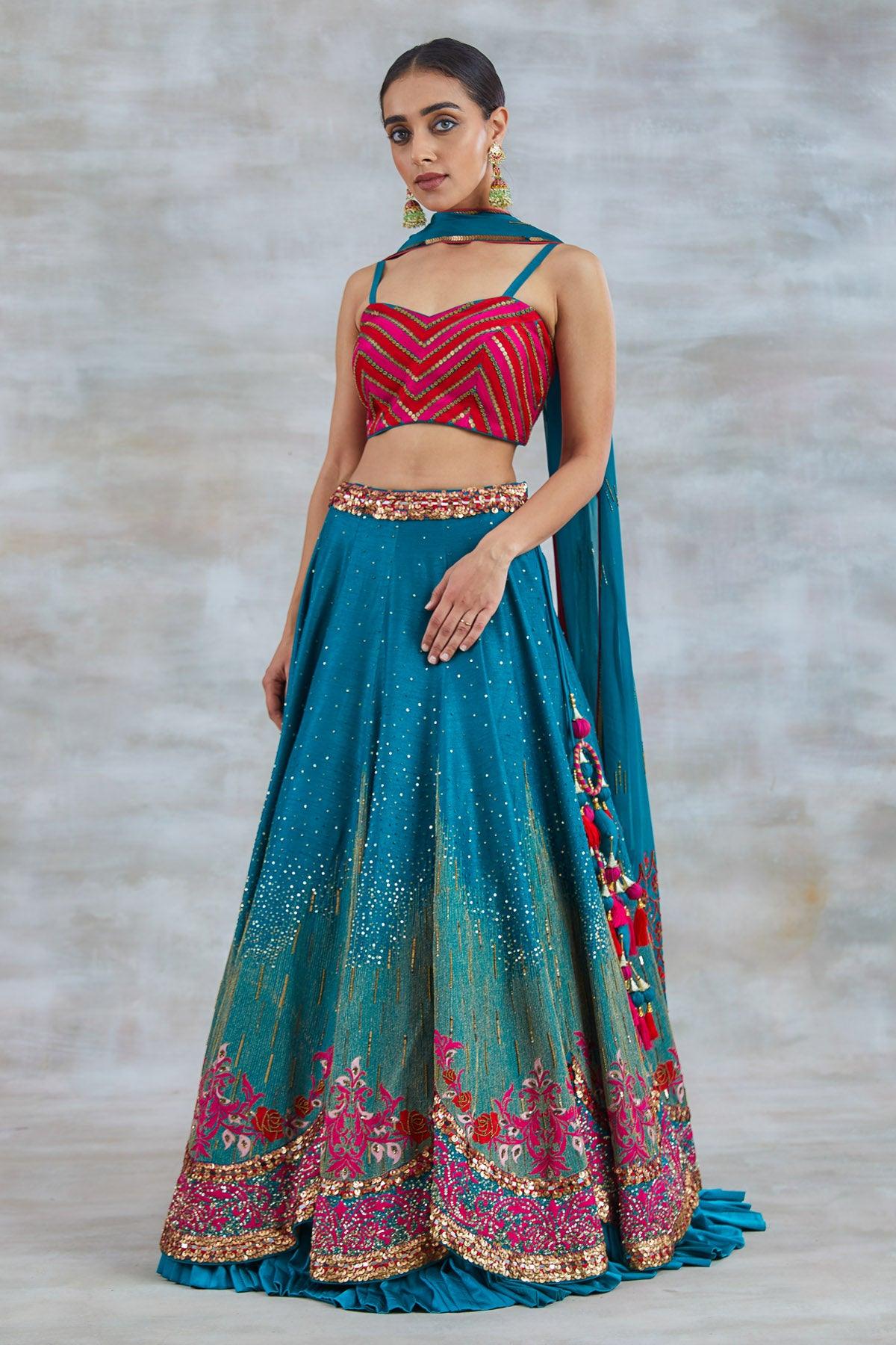 Nargis Silk and Crepe Lehenga - Studio Bagechaa