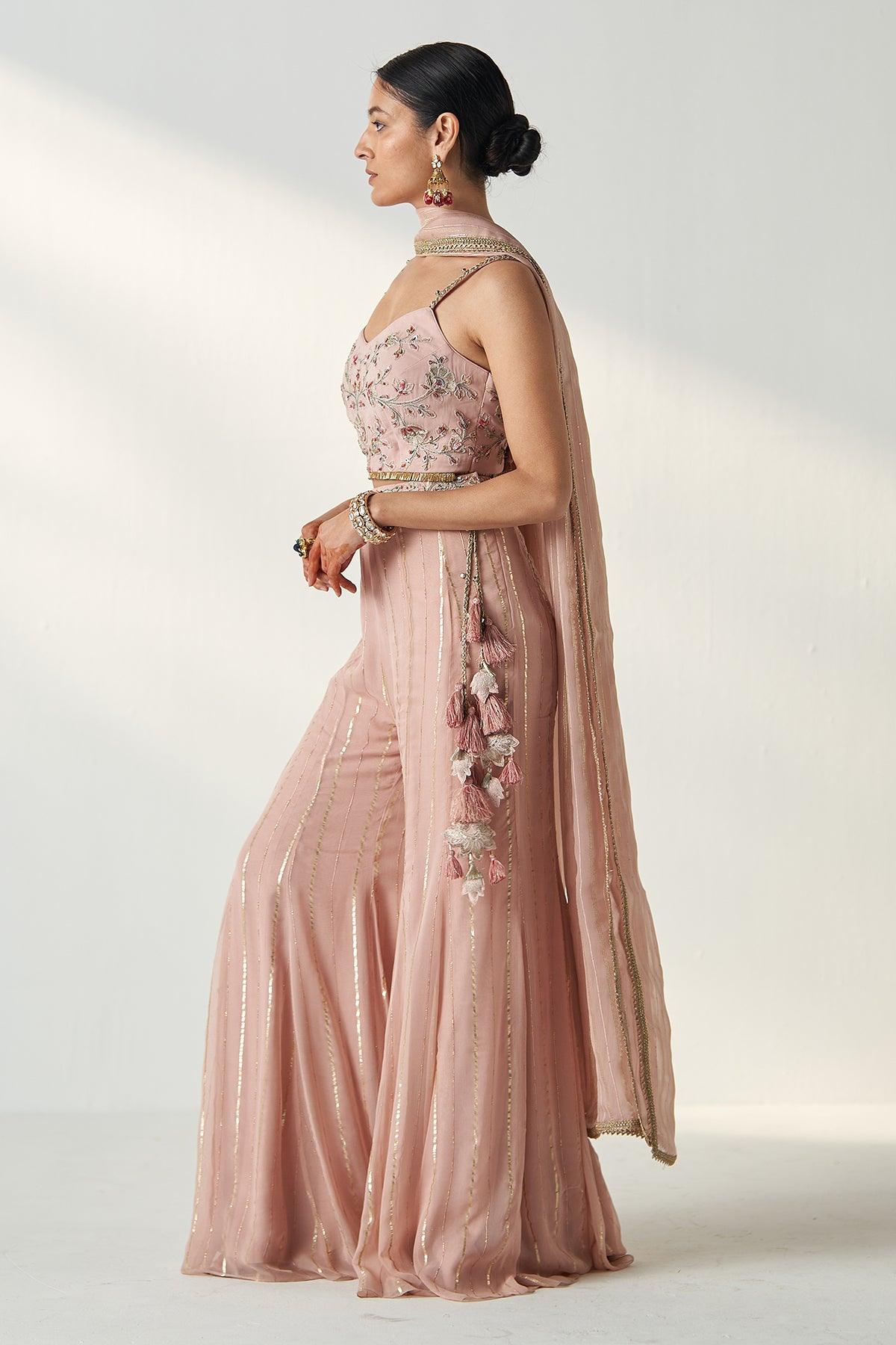 OSHA BLUSH PINK SHARARA SET - Studio Bagechaa