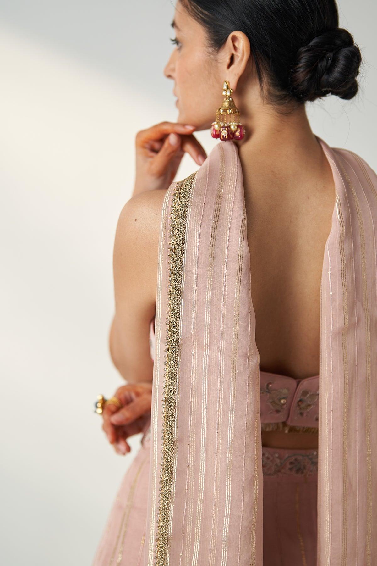 OSHA BLUSH PINK SHARARA SET - Studio Bagechaa