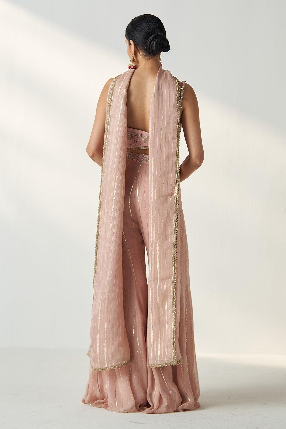 OSHA BLUSH PINK SHARARA SET - Studio Bagechaa