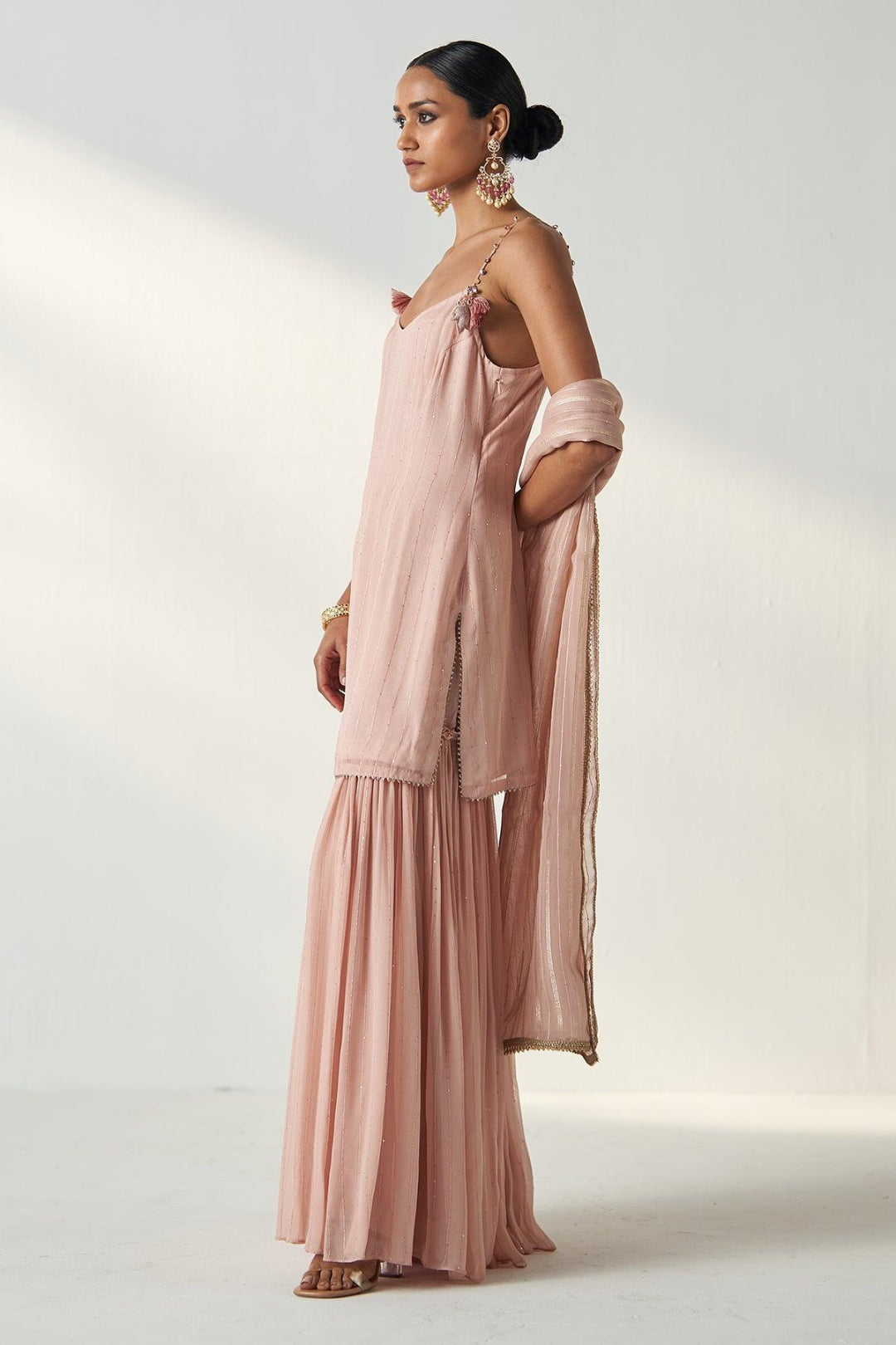 PAKHI BLUSH PINK KURTA SHARARA SET - Studio Bagechaa