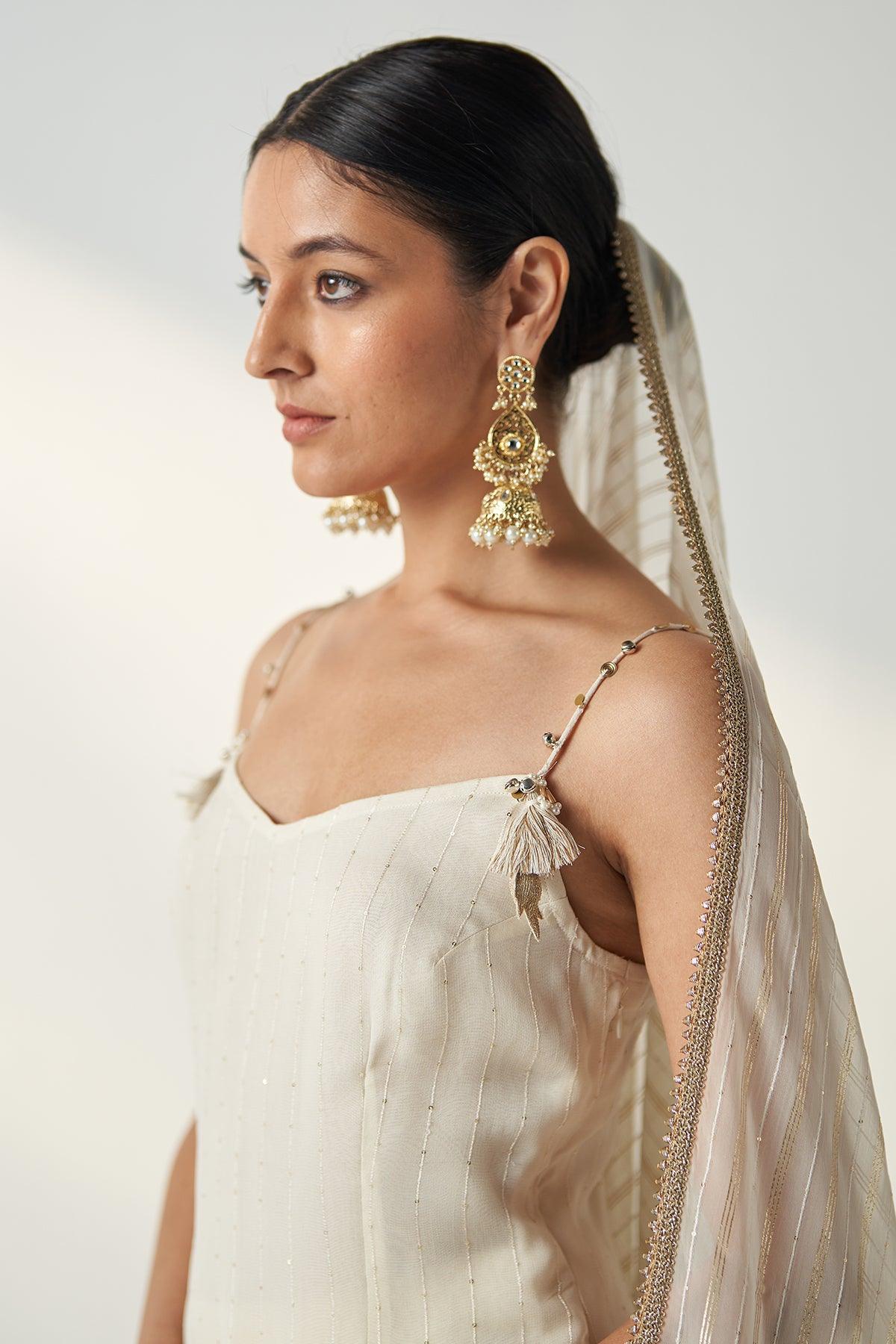 PAKHI IVORY KURTA SHARARA SET - Studio Bagechaa