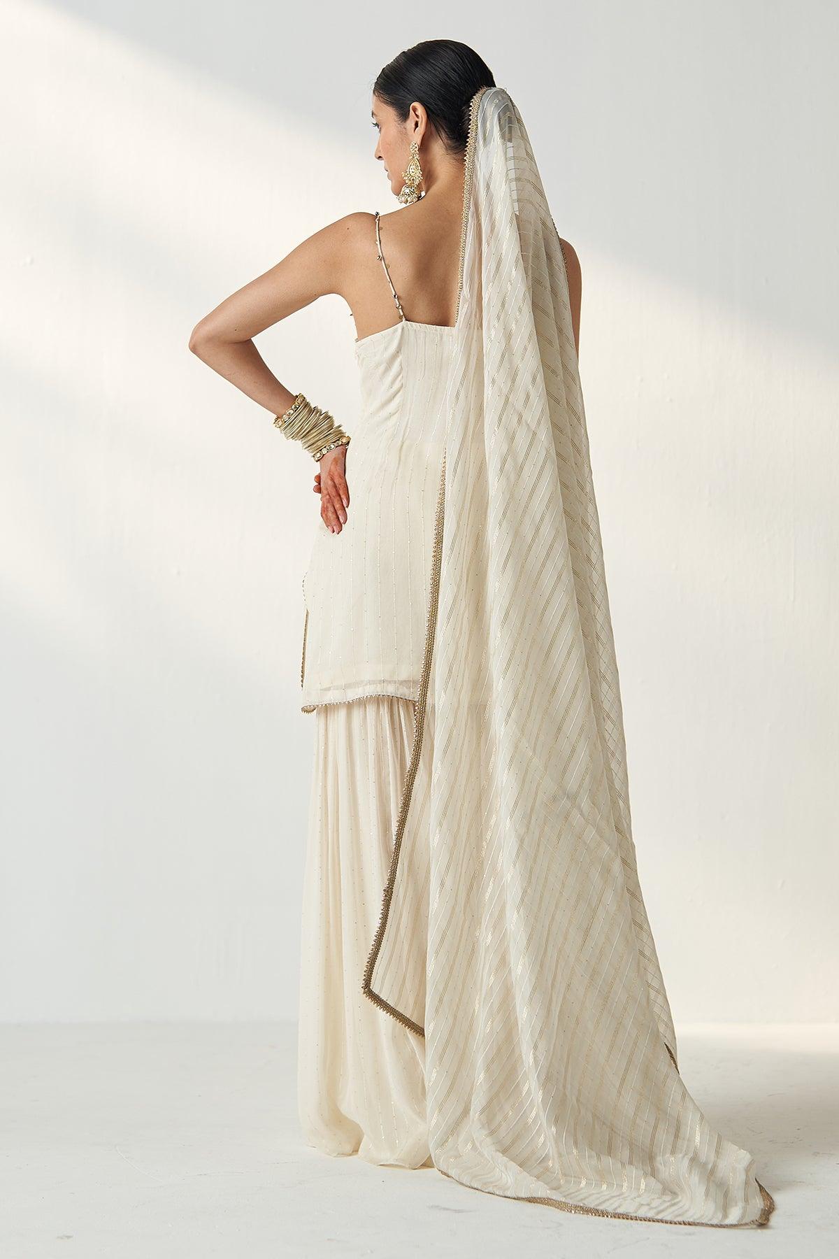 PAKHI IVORY KURTA SHARARA SET - Studio Bagechaa