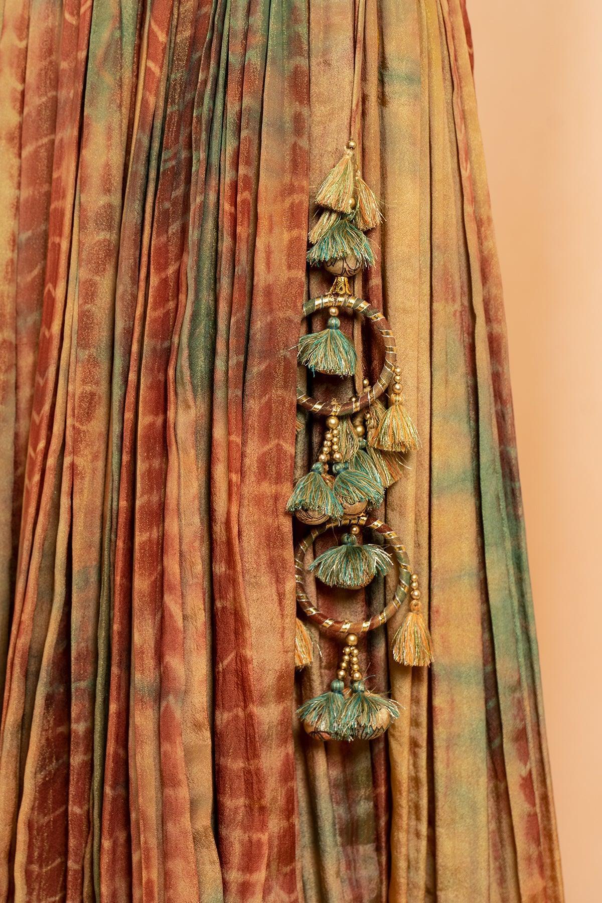 Komal Pandey in Adah Kalamkari Print Vest with Bandhini Dye- Lehenga - Studio Bagechaa