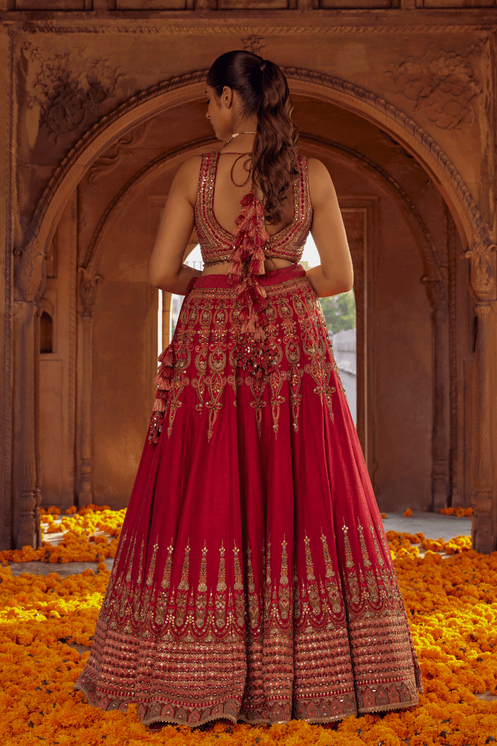 Ria Malhotra in Hairat Raw Silk Lehenga With Mughal Embroidery - Studio Bagechaa