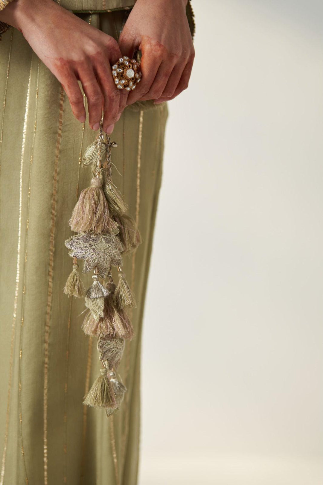 SADHANA GREEN JACKET SHARARA SET - Studio Bagechaa