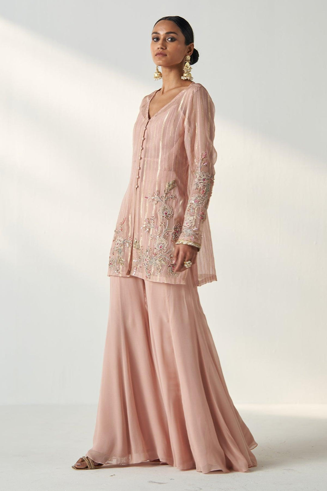 TARA BLUSH PINK SHARARA SET - Studio Bagechaa