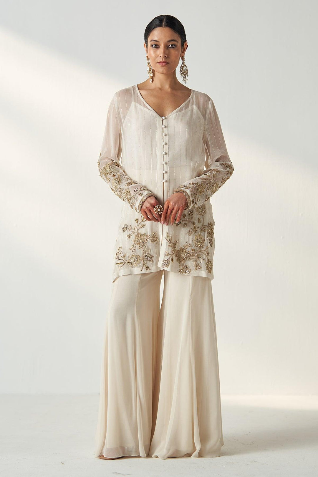 TARA IVORY SHARARA SET - Studio Bagechaa