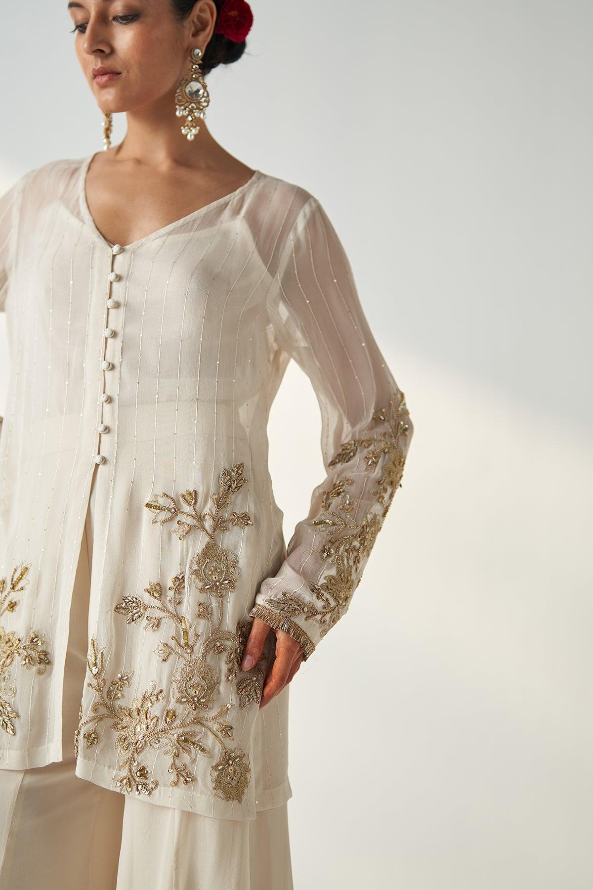 TARA IVORY SHARARA SET - Studio Bagechaa