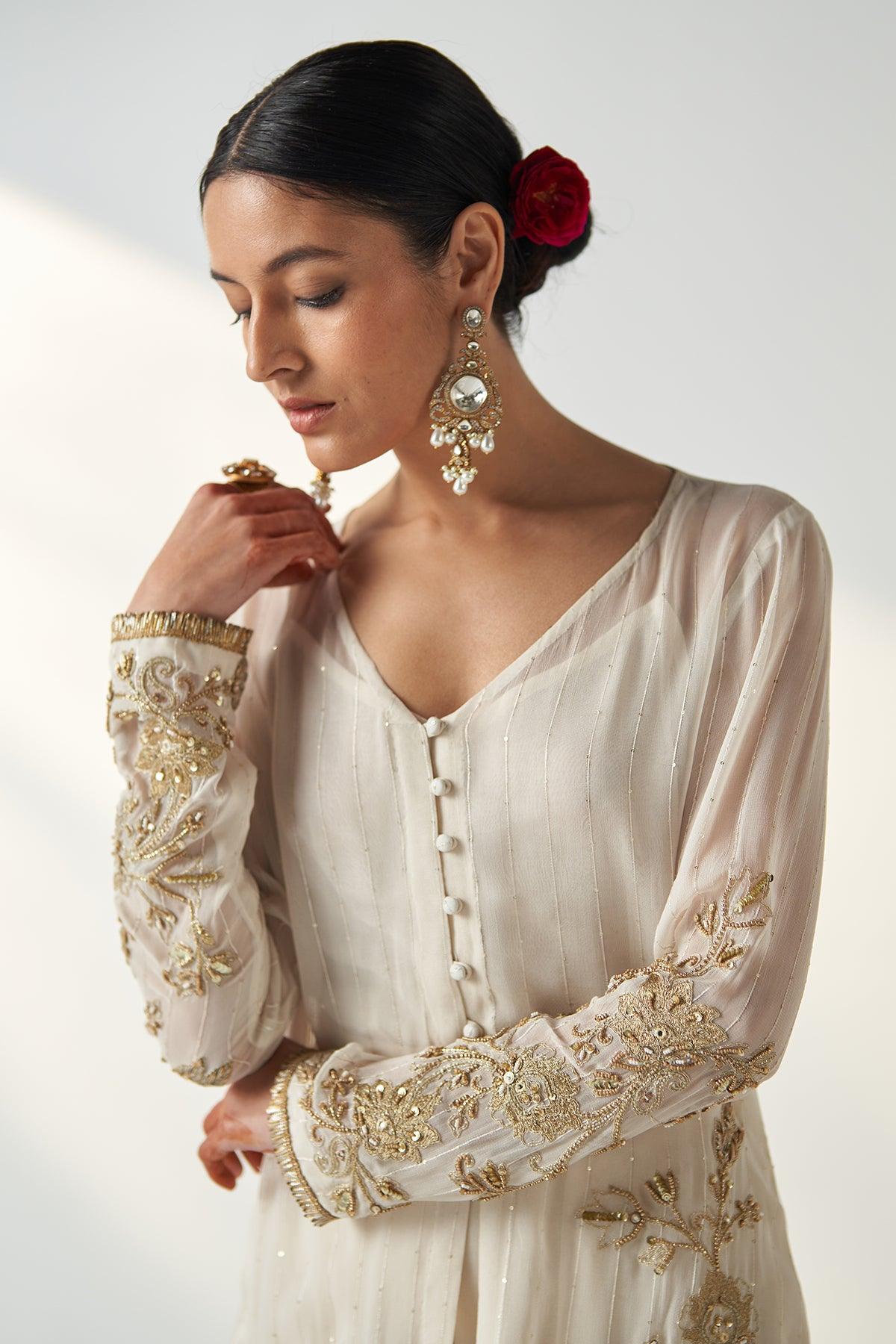 TARA IVORY SHARARA SET - Studio Bagechaa