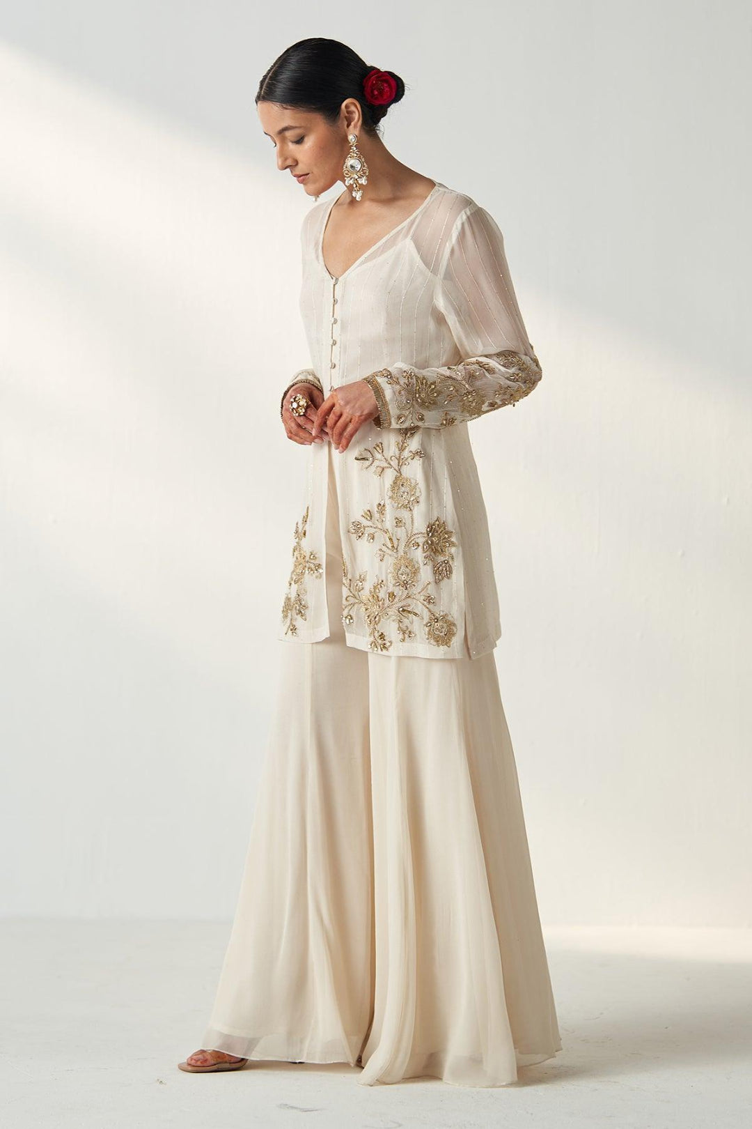 TARA IVORY SHARARA SET - Studio Bagechaa