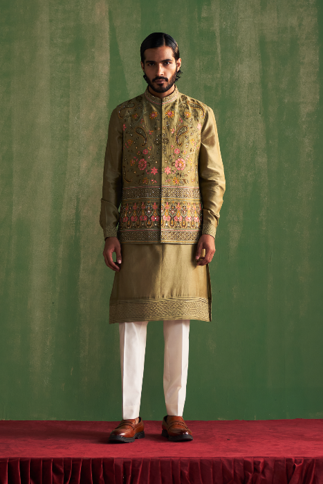 REYANSH SAGE GREEN BUNDI SET