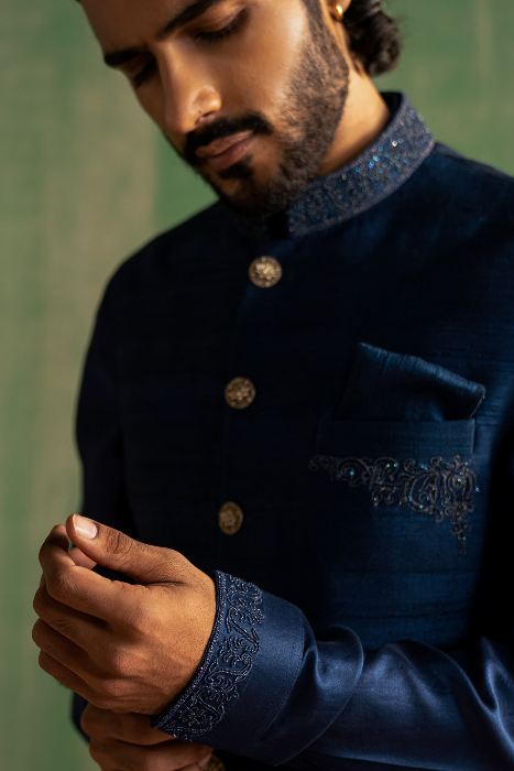 KAVISH MIDNIGHT BLUE BUNDI SET