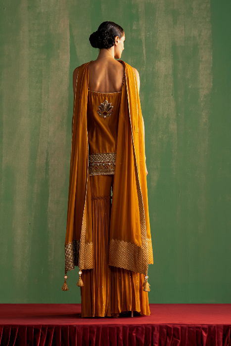 MISHA MUSTARD KURTA SHARARA SET