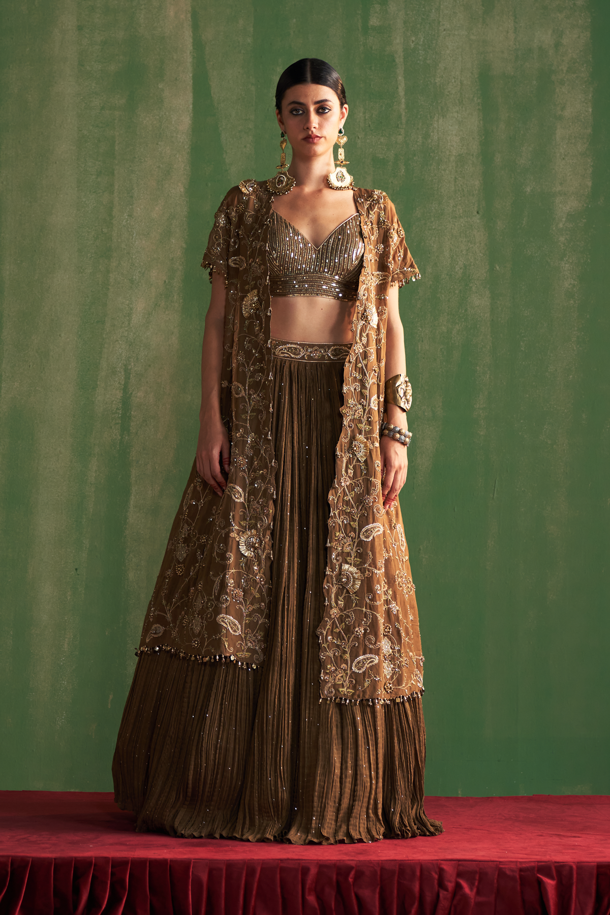 DEVIKA BROWN LEHENGA SET