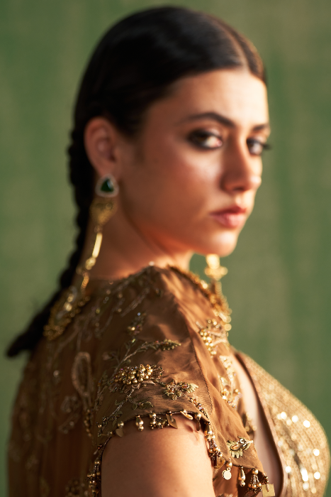 DEVIKA BROWN LEHENGA SET