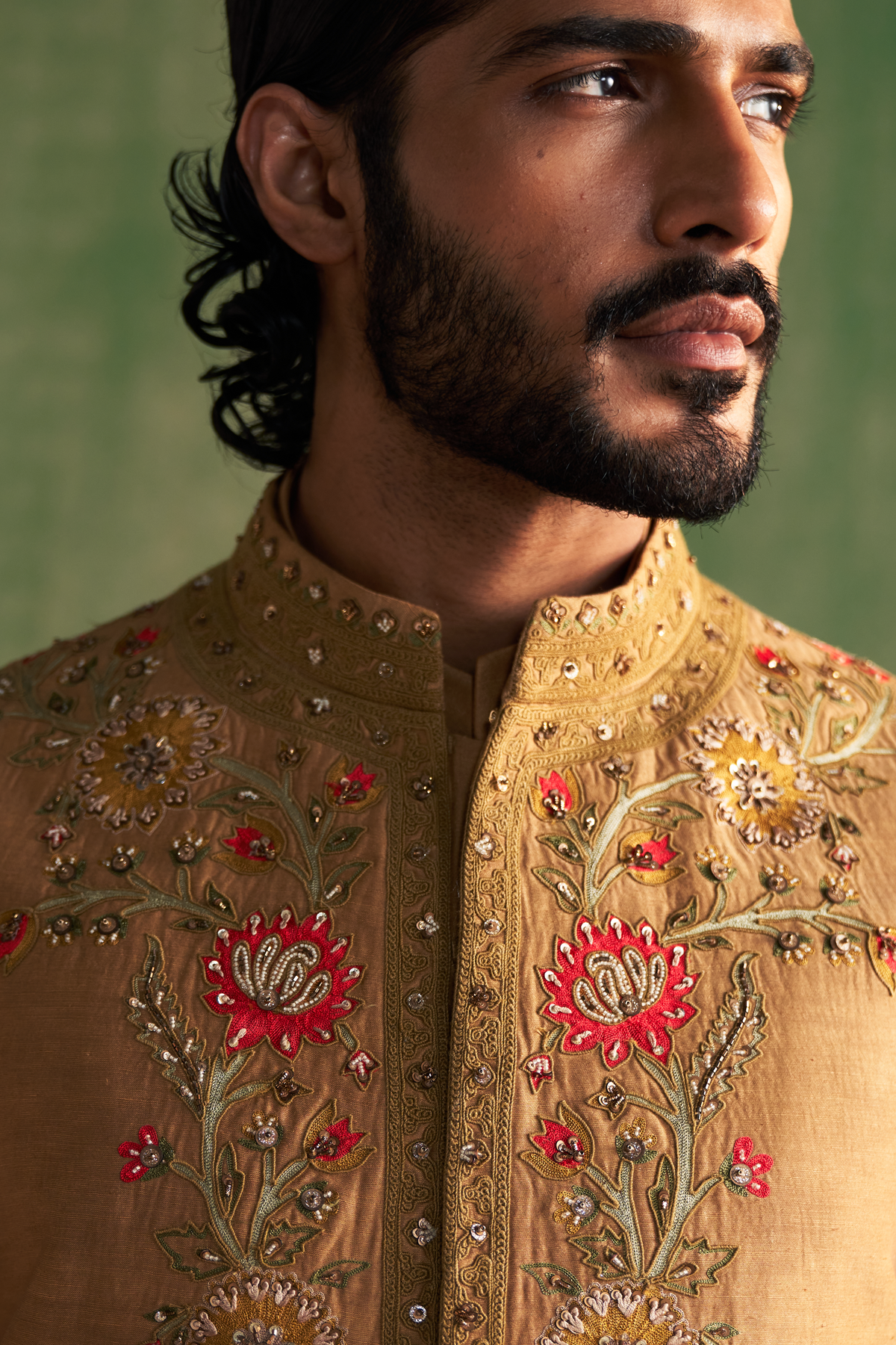 ADVAIT MUSTARD BUNDI SET