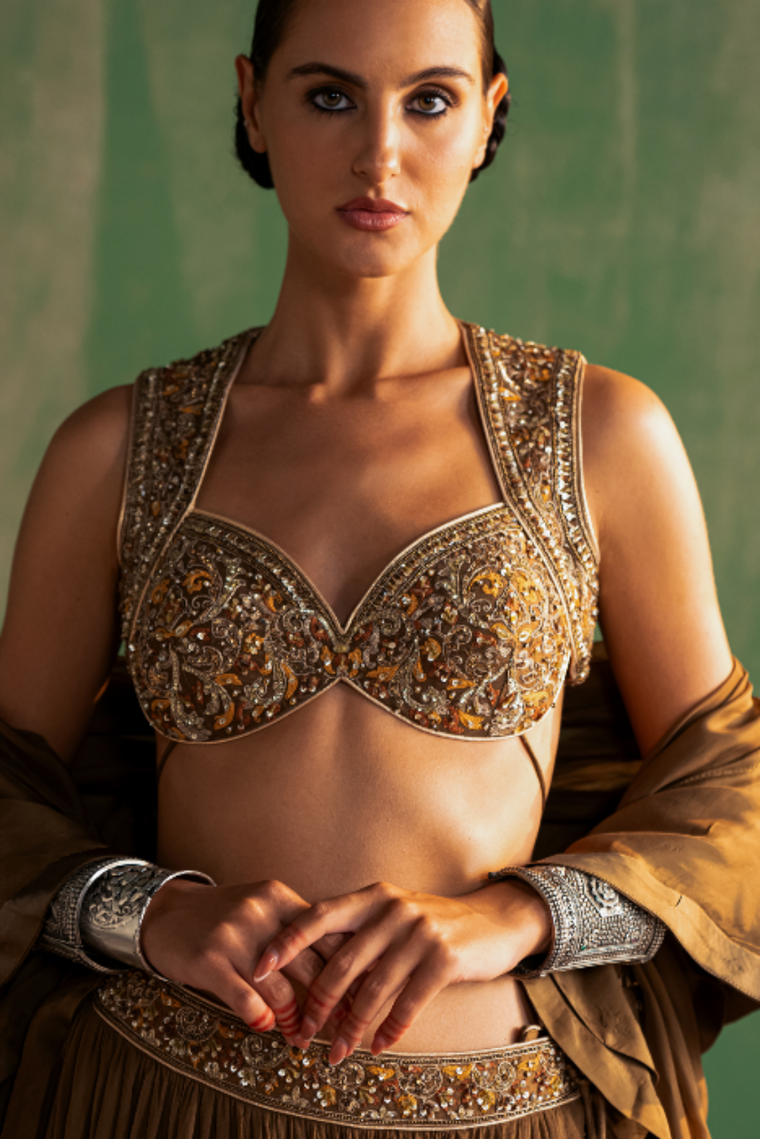 BHUMIKA BROWN LEHENGA SET